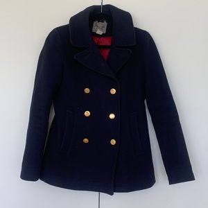 J.Crew Stadium Cloth Navy Peacoat with Gold Buttons